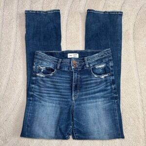 BKE Parker High Rise Tailored Bootcut Jeans Dark Wash Distressed Womens